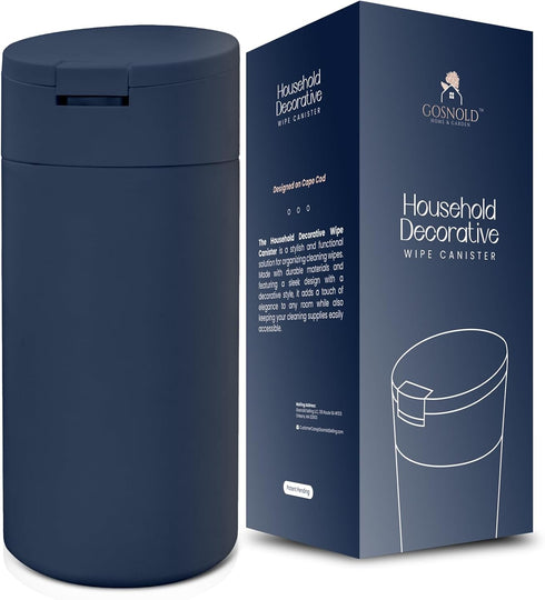Extra Large Refillable Disinfecting Wet Wipes Dispenser (Navy Blue) | Fits Clorox, Lysol, Bleach, Sanitizing | Durable