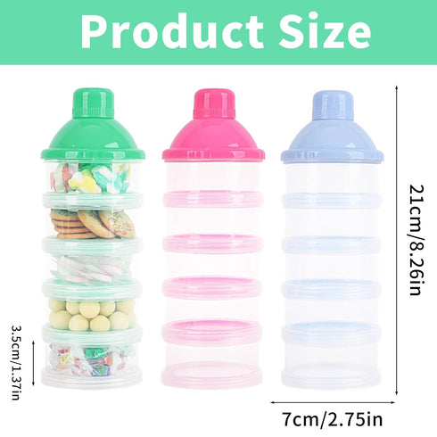 Manwetye 2 5 PCS Layers Baby Milk Powder Dispenser, Portable Formula Dispenser, Travel Milk Powder Container, Snack