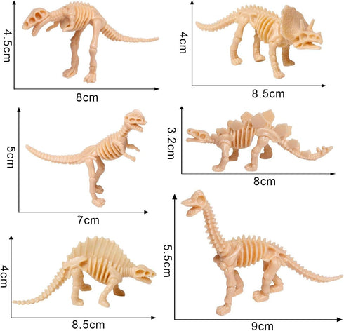 UPINS 30 Pack Dinosaur Fossil Skeletons, 3.7 Inch Assorted Dinosaur Skeleton Toy Figures for Science Play Dino Party