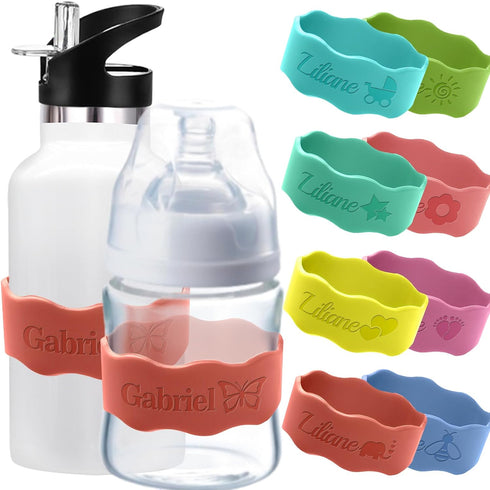 GBVllexuii Custom Baby Bottle Labels for Daycare Personalized Silicone Water Bottle Straps Name