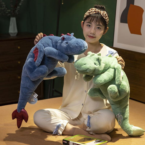 Dragon Stuffed Animal, 35.4 Inches Medium Plush Toy for Kids, Very Cute Plushie Dragon in Pink, White, Green, and Blue