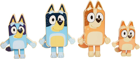 Bluey Wooden Character Figures – 4 Colorful Wooden Figures for Children 3 Years and Up