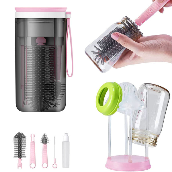 KlirAir Baby Bottle Drying Rack for Travel,Portable Drying Rack and Bottle Brush Set