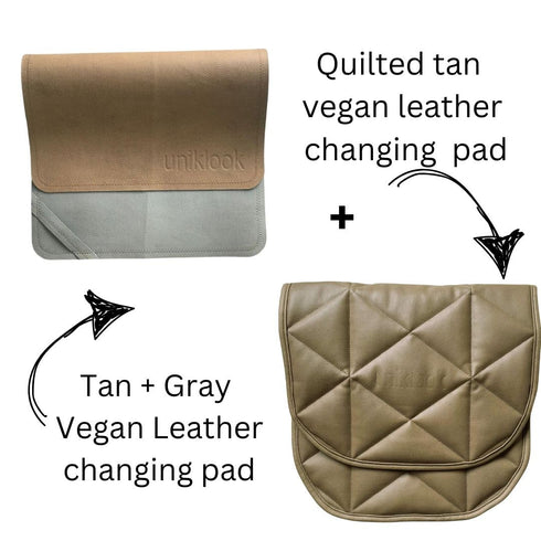 Tummy 16x30 Quilted Padded Vegan Leather Portable Changing pad Mat | Play mat Baby Toddler Infant by Uniklook | Baby