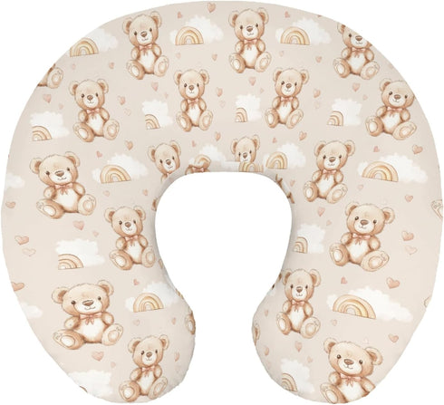 Wicbfdfv Cute Bears Rainbow Bows Nursing Pillow Cover Ultra-Soft Comfortable for Baby Girls