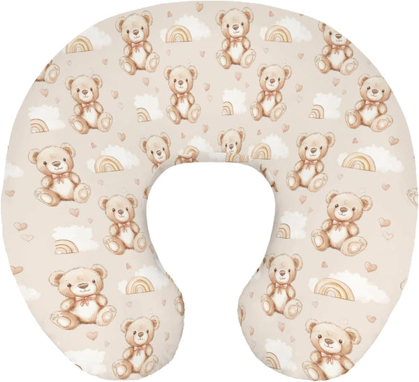 Wicbfdfv Cute Bears Rainbow Bows Nursing Pillow Cover Ultra-Soft Comfortable for Baby Girls