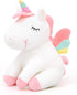 Lazada Unicorn Stuffed Animal Plush Toy - 12 Inches White with Rainbow Wings, Perfect Gift for Girls