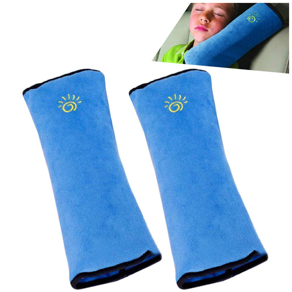 2PC Blue Seat Belt Pillow for Kids - Carseat Pillow Protector for Toddler Travel and Kids Seat Belt Covers