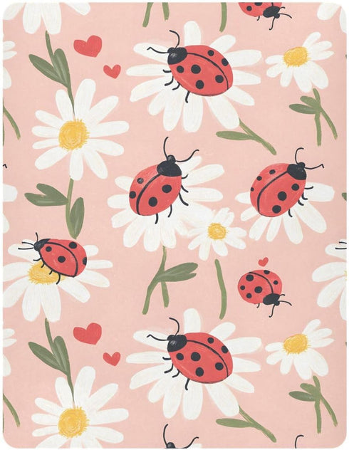 KJIZMO 28 52 inches Ladybugs and Daisies Fitted Crib Sheets Soft Crib Sheet Fits Standard Crib & Toddler Bed Mattress