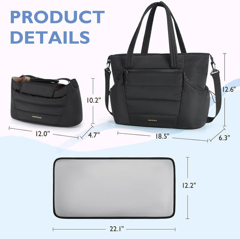 mommore Diaper Bag Tote with Stroller Organizer Puffer Bag Large Capacity Baby Bag with Changing Pad for Travel