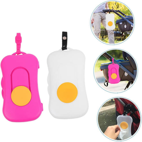 HAKIDZEL 2-Pack Portable Wipe Dispenser Silicone Button Travel Wipe Holder Refillable Outdoor Tissue Box Waterproof