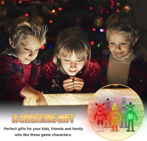 Action Figures Set, 5 Pcs Toys, 5.5 Inches Movable Joints Collectible Set with Light for Cake Toppers and Gifts
