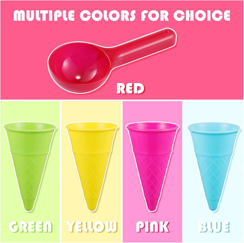 Kisangel 10pcs Plastic Ice Cream Cones, Kids Ice Cream Scoop Set for Outdoor Beach Sand Play Toys