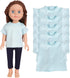 5-Piece Light Blue T-Shirts for 17-18 Inch Dolls, DIY Customizable Plain Tees