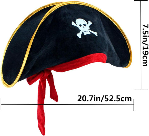 M&G House Halloween Pirate Hats, Caribbean Black Pirate Cap, Funny Party Hat for Adults and Kids
