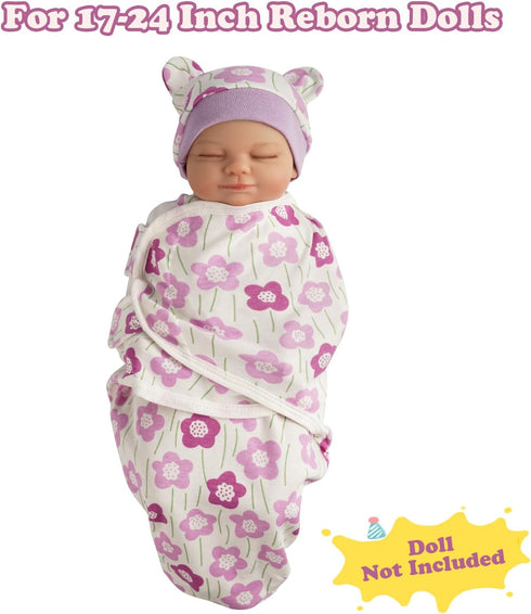 2 Sets 17-24 Inch Set BABESIDE of Reborn Baby Doll Blankets with Hats for Babydolls, Reborn Baby Doll Accessories