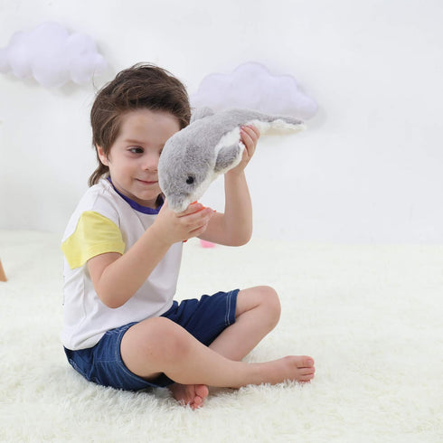 Apricot Lamb Ocean Stuffed Animals Toys, Plush Gray Dolphin Sea Animal Soft Cuddly (Gray Dolphin, 12 Inches)