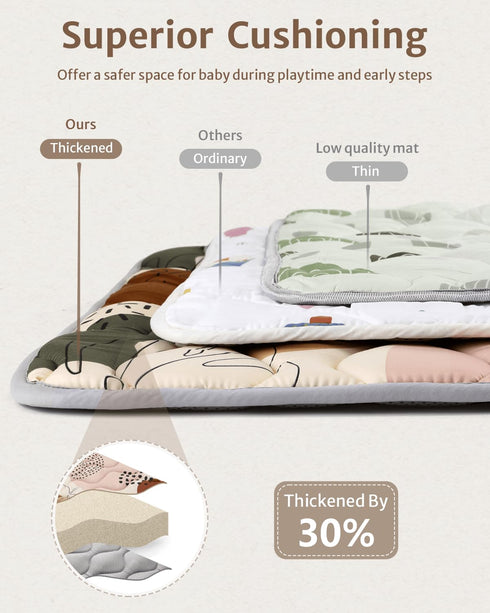 Tummy 43" 43" Blissful Diary Portable Baby Play Mats for Floor, Thicker Cushioned Foldable Baby Crawling Mat for Indoor
