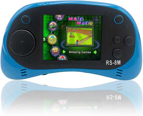 EASEGMER 16 Bit Kids Handheld Game Player - 220 HD Video Games, 2.5 Inch Portable with Headphones (Blue)