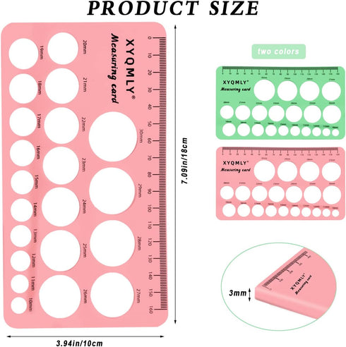 Nipple Ruler, 4 Pcs Nipple Rulers Set for Flange Sizing Measurement Tool, Silicone Soft Flange Size Measure for Nipples, Measuring Card Template for Breast Pump Size, New Mothers Musthaves, Pink/Green