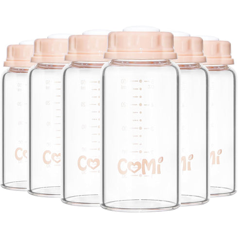 COMI Natural Glass Baby Bottle,Standard Neck Breastmilk Storage Bottle for Fridge,Breast Milk