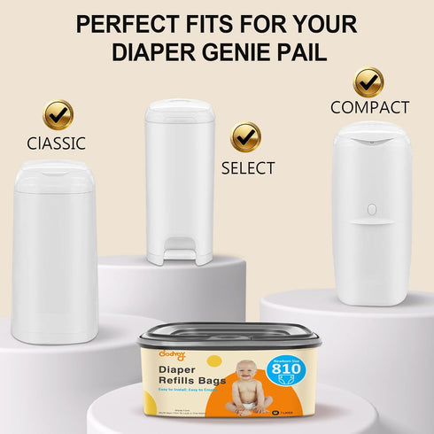 810 Film2 pack Jumbo Square Refill Compatible with Diaper Genie Classic,Compact and Select Pails,Odor Control