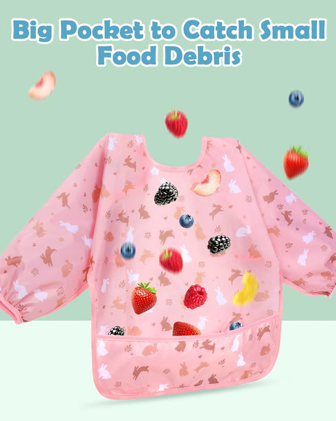 Lictin Long Sleeve Baby Bibs for Boys Girls - Waterproof Toddler Smock for Eating, 0-24 Months