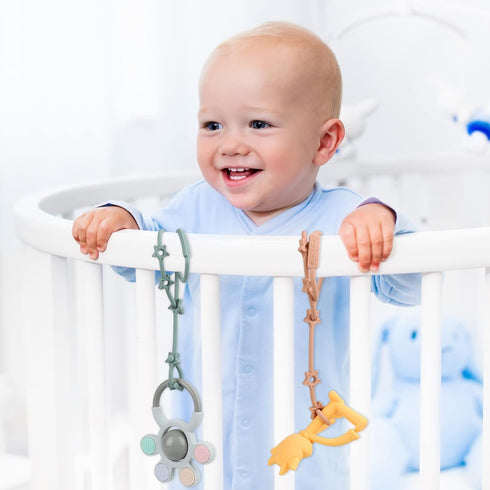 Toy Straps for Baby, 4 Pack Adjustable Stretchable Sippy Cup Straps for Stroller, Highchair, Car Seat