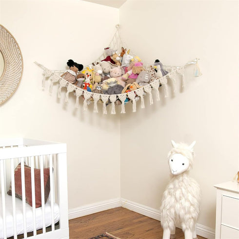 YJWZWE Hammock 47.2 Inch Stuffed Animals Toy Storage Wall Hanging Net Corner Hanging Organizer Bedroom Plush Toy Holder