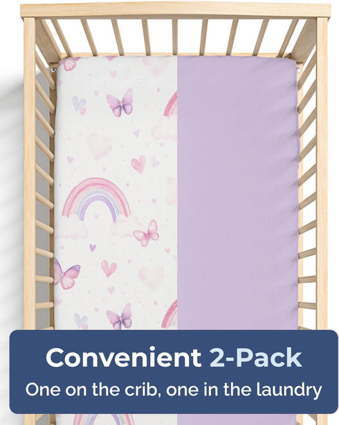 Pack 2 52x28x8in Baby Crib Sheets for Boys & Girls - of Fitted Microfiber Crib Sheets for Standard Crib & Toddler