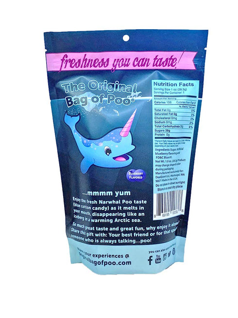 The Original Bag Poo, Narwhal Poop (Blue Cotton Candy) for Novelty Gag Gifts