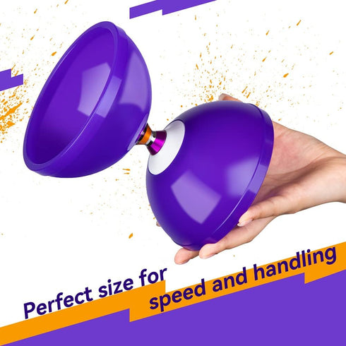 Pro Diabolo Yoyo Triple Bearing Chinese Yoyo, 5” Purple Diabolo Toy for Kids and Adults, Includes 2 Carbon Sticks & Bag