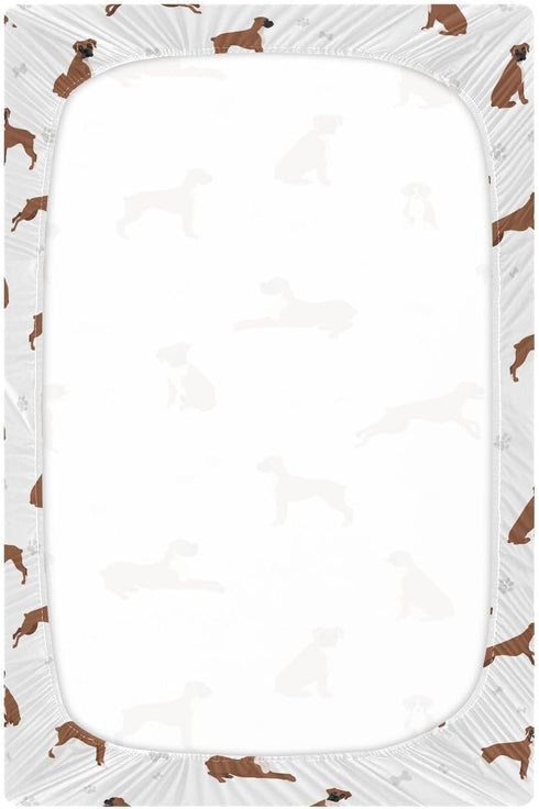 39 27 5In Crib Sheets for Boys Girl Boxer Dog Breathable Mini Crib Mattress Sheets Fitted,Toddler Baby Sheets for Crib