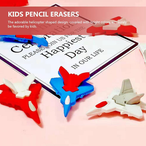 jojofuny 18Pcs Cartoon Helicopter and Airplane Erasers, Cute Novelty Puzzle Erasers for Party Favors