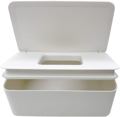 DEF Wipes Dispenser - Polypropylene Baby Wipes Case, Keeps Wet Tissue Fresh, Easy Open and Close, Non-Slip (White)
