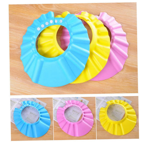 CurcKua 3PCS Baby Bath Soft Cap Adjustable Soft Bath Cap Shampoo Protection Products for Baby Kids Child Shower