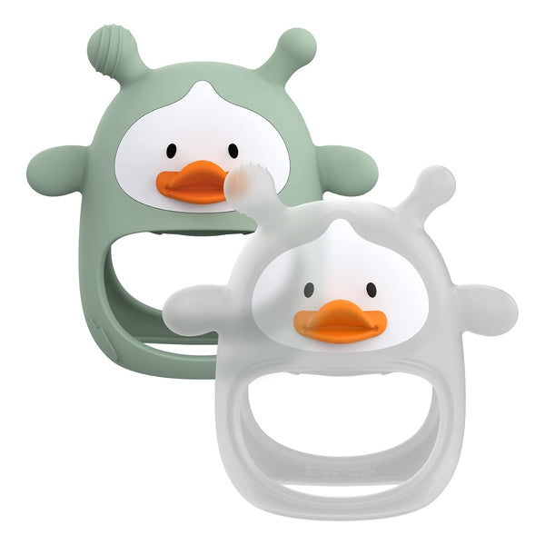 ?2 Packs? Teething Toys for Babies 0-6 Months, Never Drop Silicone Baby Teether, Soothing Pain Relief Chew Toy for
