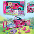 Doll Camper Van Playset for Girls, Portable Doll Car Play with Doll Furniture, Pool & Accessories
