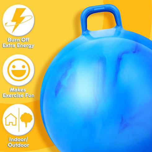Lewtemi 3 Pcs 29 Inch Bouncing Ball with Handle - Outdoors Hopper Ball, Exercise Ball and Air Pump
