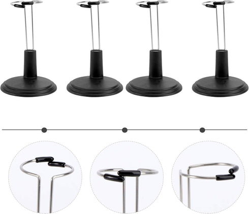 PATKAW Doll Stand, 4 Pcs Portable 5.9 Inch Black Doll Stands for Teddy Bear Display and Organization of Children's Dolls