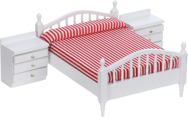 Miniature Furniture Pink Double Bed Synthetic Material 1: 12 Dollhouse Furniture Baby