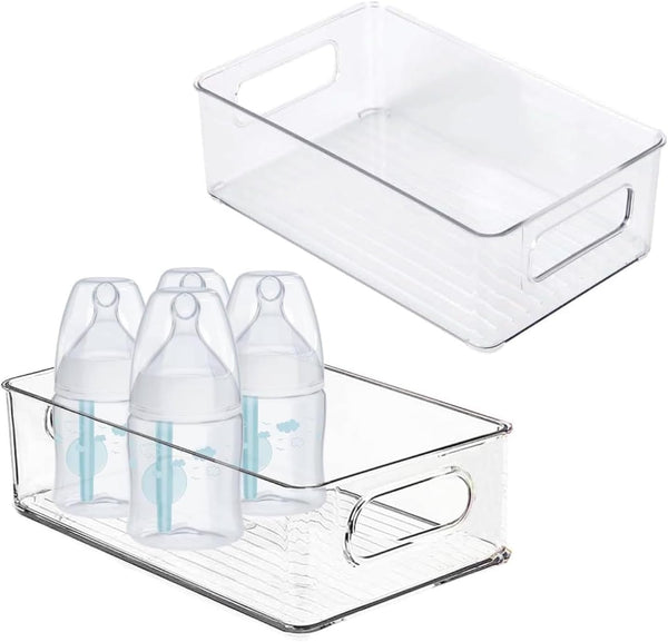 Gttyowyin Baby Bottle Organizer, 2-Piece Plastic Storage Center for Kitchen Cabinet, for Baby