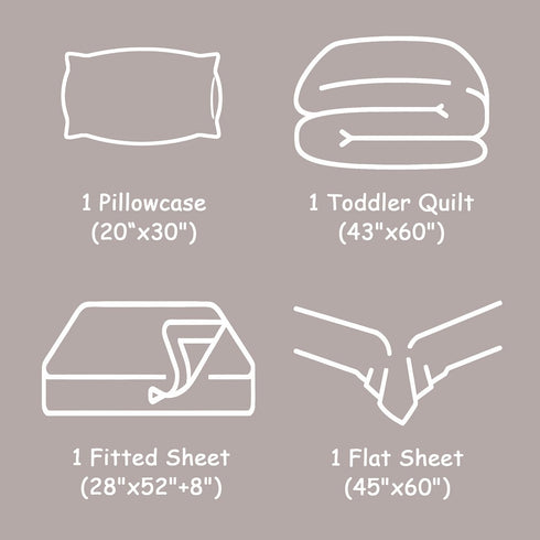 Set 4 Set, Set FLXXIE Toddler Bedding - Piece Microfiber Crib Sheet Crib Bedding Includes Quilted Comforter, Flat Top