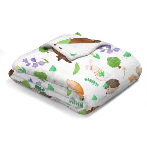 Woodland Animals Trees Floral Spring Baby Blanket for Boys Girls Bear Bunny Hedgehog Fox Receiving Blankets Toddler Newborn Nursery Bed Throw Blanket Soft Warm Swaddle Blankets Crib Stroller 30x40 by KASTLEE