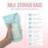 8oz Pack 100 Zomee Breast Milk Storage Bags Leakproof Double-Zip Seal, Self-Standing, Easy-Pour Design, Freezer Safe