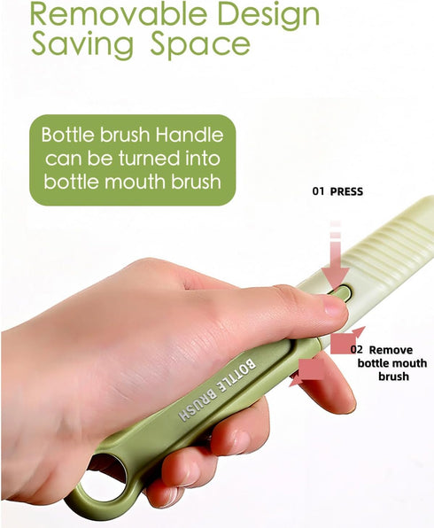 BOVELLA Set-Travel Box-6 1 Baby Bottle Brush Bottle Cleaner Kit with Silicone Brush,Drying Rack,Nipple Brush,Straw