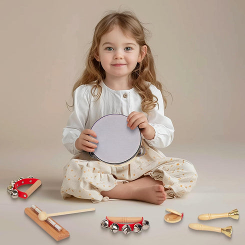 Set 1-3, Set Wooden Musical Instruments for Toddlers Natural Wood Percussion Instruments Xylophone Gift for Girls Boys