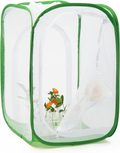 Two Doors Monarch Butterfly Habitat, Insect Mesh Cage, Caterpillar Enclosure Terrarium Pop-up (15.7 x 15.7 x 24)