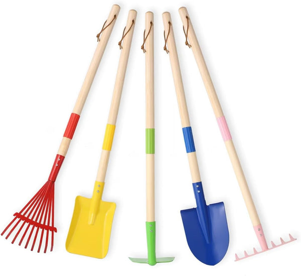 Egashow 5 PCS 28" Detatchble Kids Gardening Tools, Metal Beach Digging Toys with