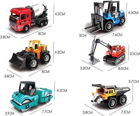 Construction Trucks 6pcs Colorful Mini Assorted Vehicles Alloy Diecast Car Sand Box